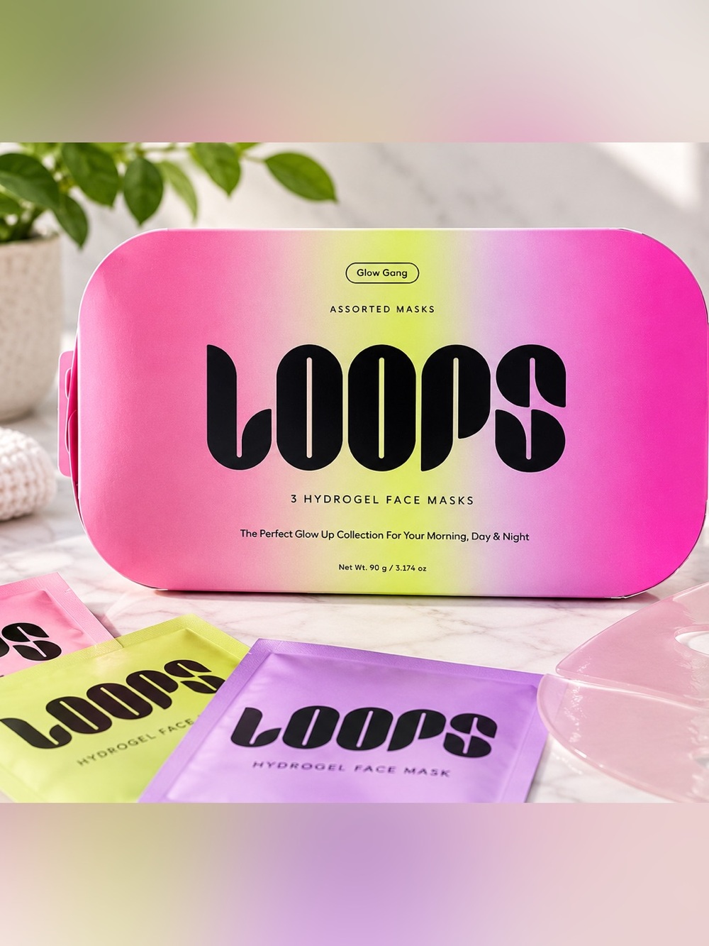 LOOPS Assorted Hydrogel Face Masks - Pink & Purple